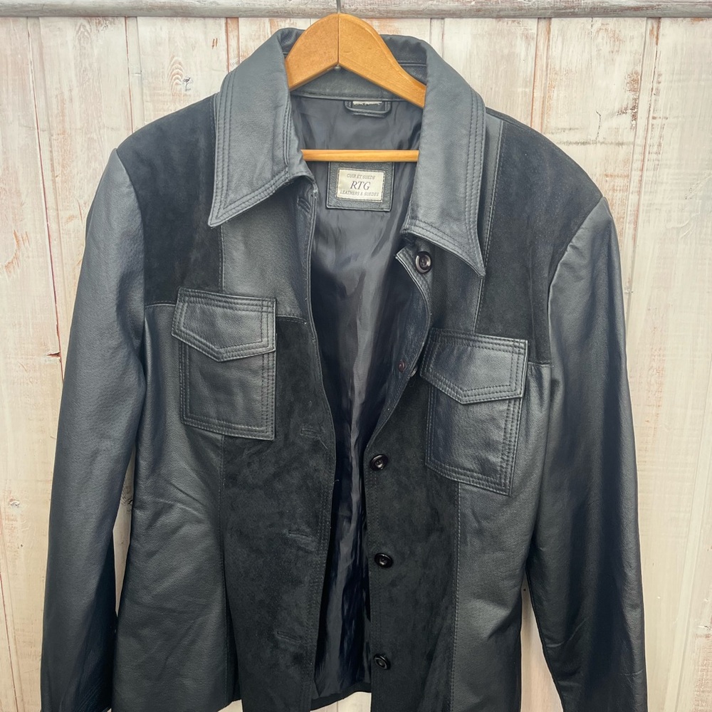 Men's Black Leather and Suede Jacket